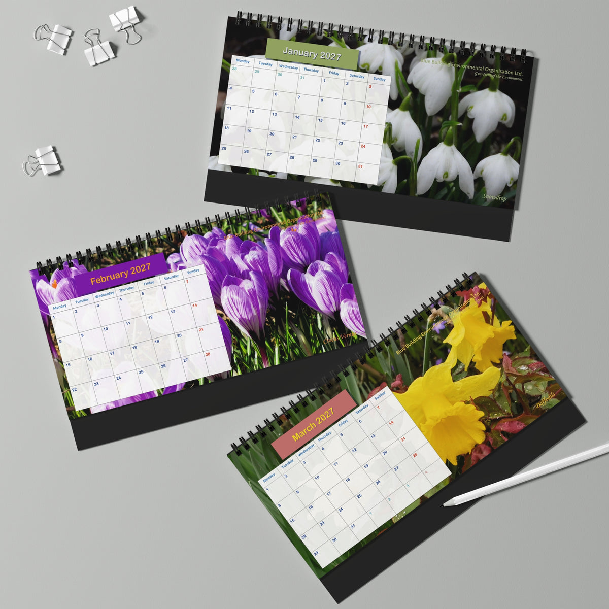 2027 Floral Desk Calendar